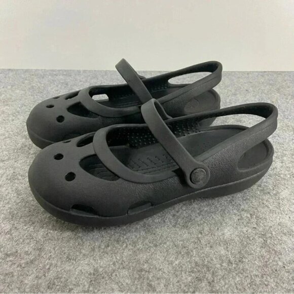 CROCS Shayna Mary Jane Slip On Black Flats Child Size 12 - Picture 1 of 10